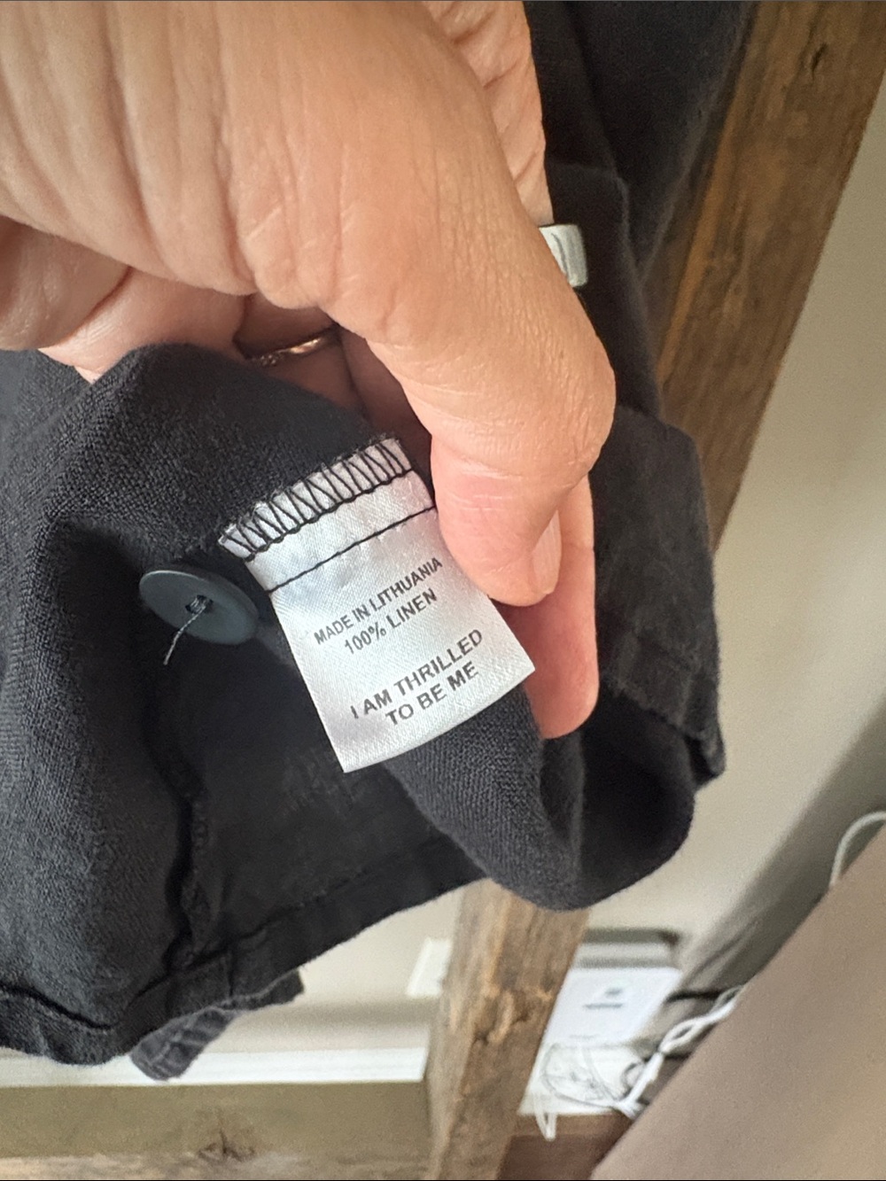 Flax Black 100% Linen Short Sleeve Top Size Medium - Picture 2 of 4